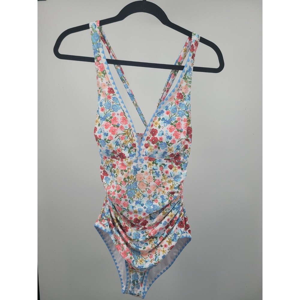 B2Prity Floral One Piece Swimsuit Bathing Suit Sz M Beachy Vacation Resort NEW